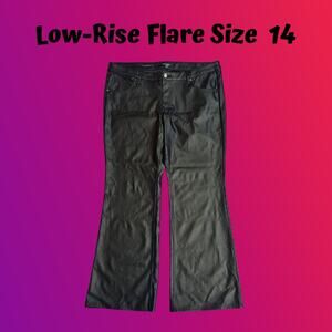 Wild Fable Black Faux Leather Low-Rise Flare Pants Size 14